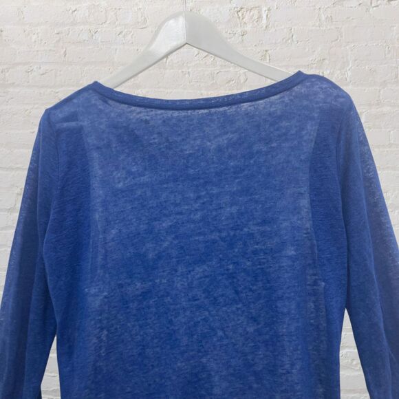 Majestic Filatures Linen Top 2 Blue Layered 3/4 Sleeve Designer - Picture 6 of 16